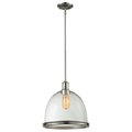 Z-Lite Mason 1 Light Pendant, Brushed Nickel And Clear Seedy 718P13-BN